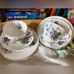 Rosina bone china dessert plate, teacup and saucer set of 2!